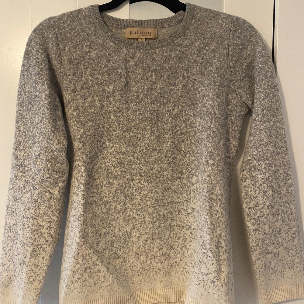 philosophy cream and grey sweater